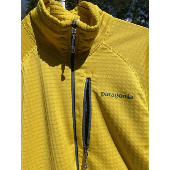 Patagonia R1 Regulator Fleece Pullover Men’s Medium Yellow Waffle Grid Hi-Vis - Picture 6 of 12